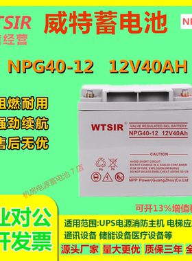 WTSIR威特蓄电池NPG40-12 12V40AH直流屏医疗机房通讯UPS电源通信