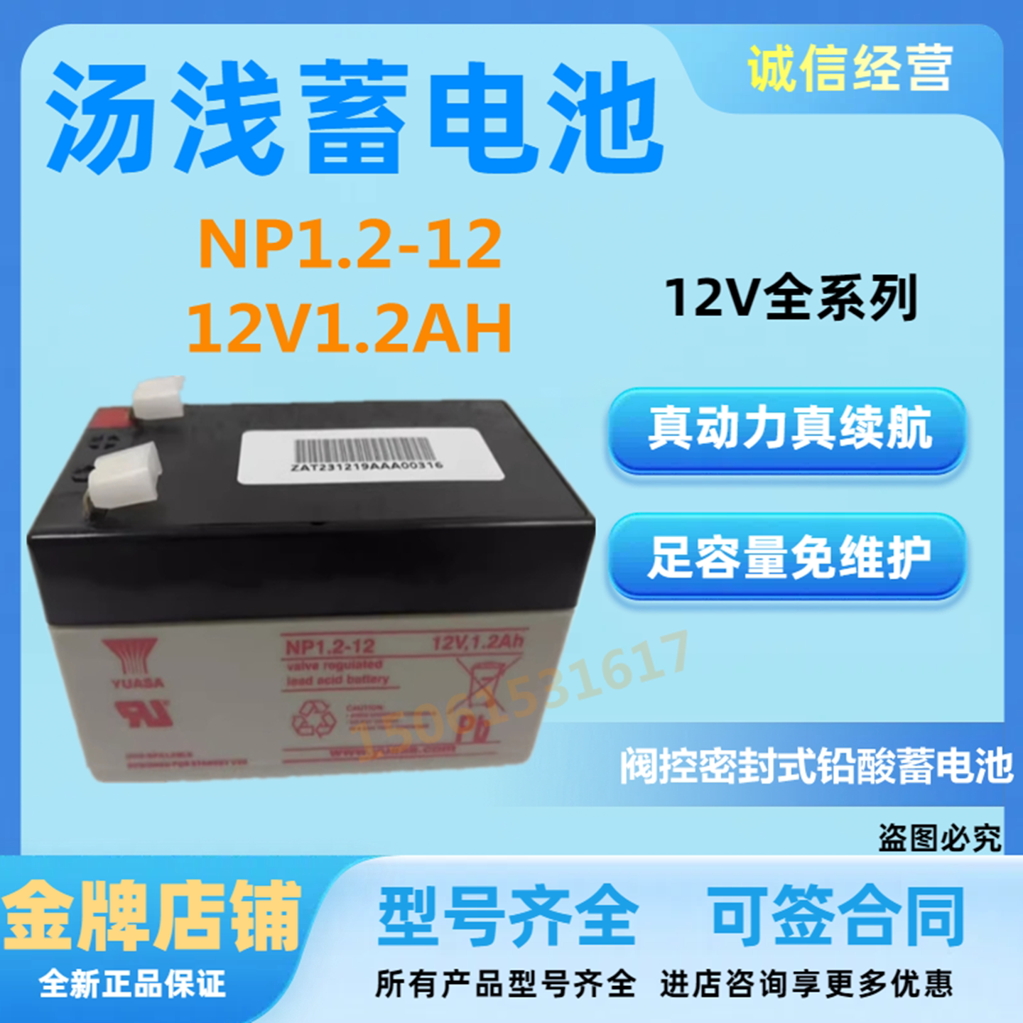 汤浅蓄电池NP1.2-12 12V1.2AH医疗设备精密仪器消防应急直流屏UPS