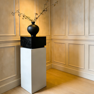 简约风岩板搭配实木结合立柱花架墩子玄关架客厅摆放装饰底座边几