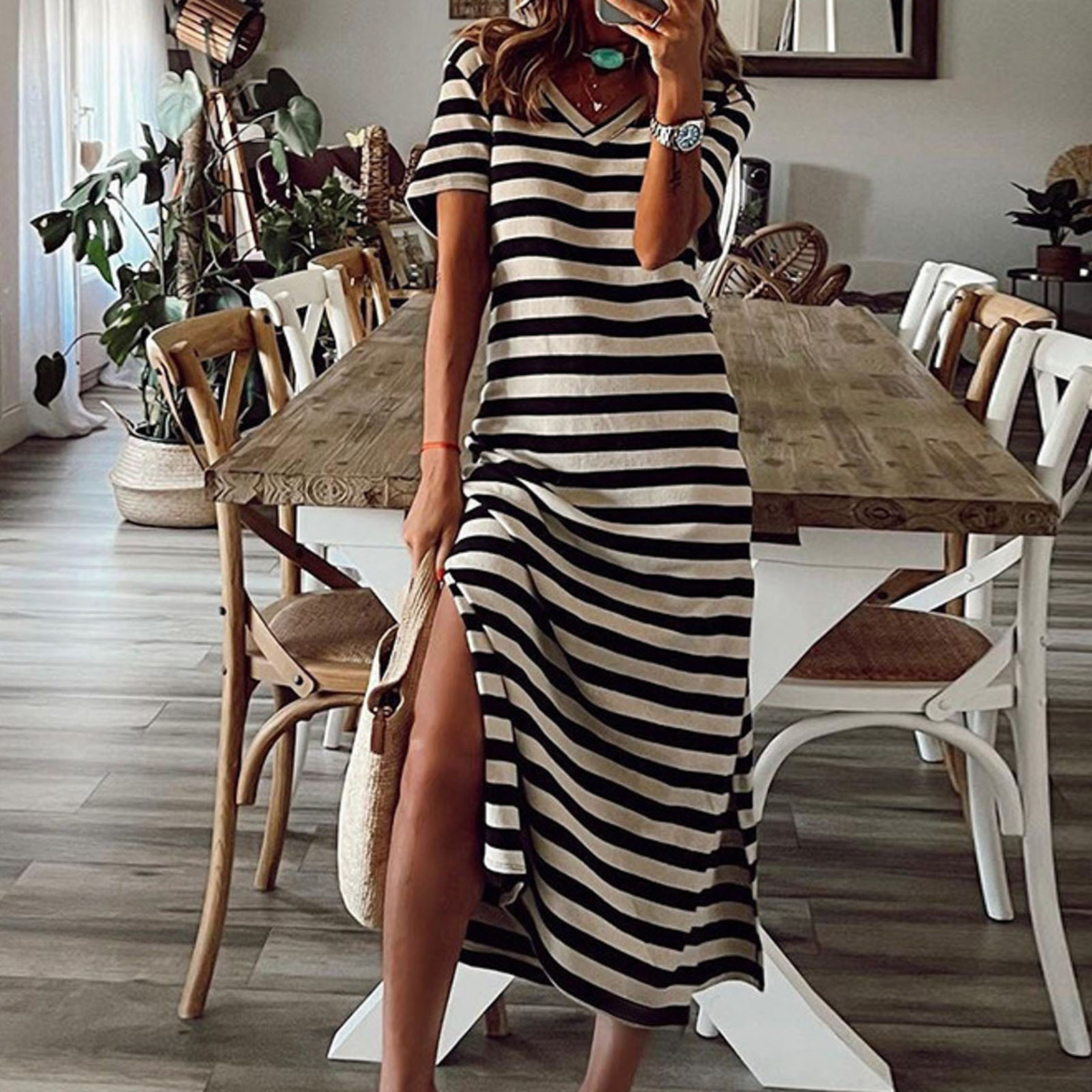 Casual T-shirt Dress Summer Loose Beach休闲T恤夏季宽松连衣裙