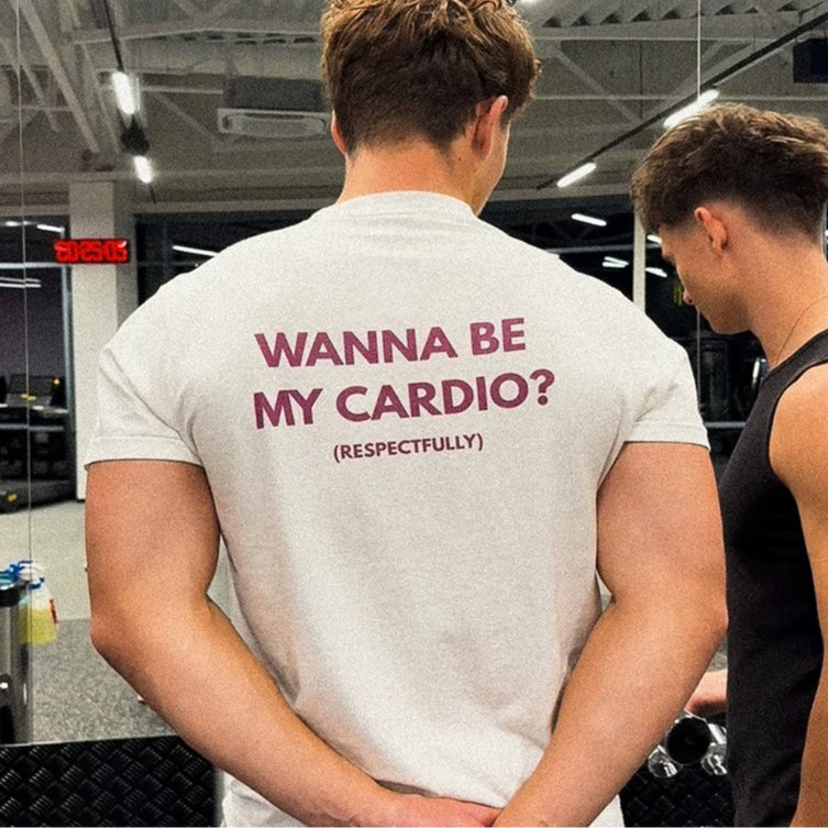 WANNA BE MY CARDIO趣味英文短袖T恤夏季纯棉半袖潮小众设计男女