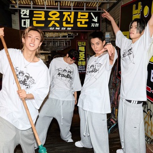 4SHOBOIZMIXTAPE朴宰范男团 同款短袖T恤夏季纯棉半袖潮小众男女