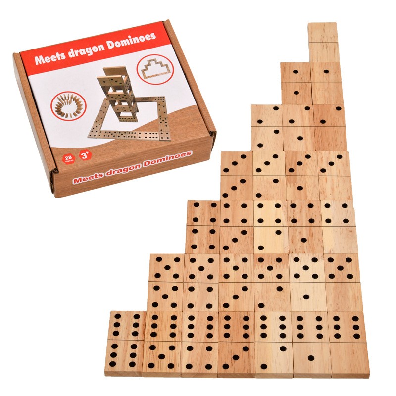 28片数字多米诺牌骨儿童幼儿园早教益智玩具堆塔积木叠叠高ce60