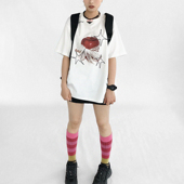 印花白T恤短袖 innomoood 星系苹果蕾丝数码 设计感原创宽松正肩夏