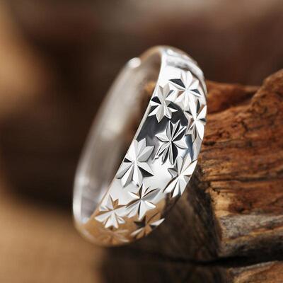 999足银活口开口满天星女士男士情侣纯银戒指环情人节礼物