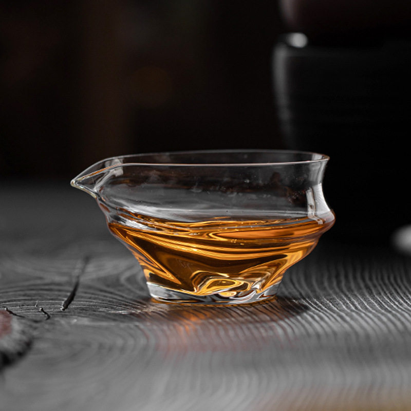 新款创意元宝玻璃公道杯高档耐热玻璃分茶器透明茶海家用功夫茶具