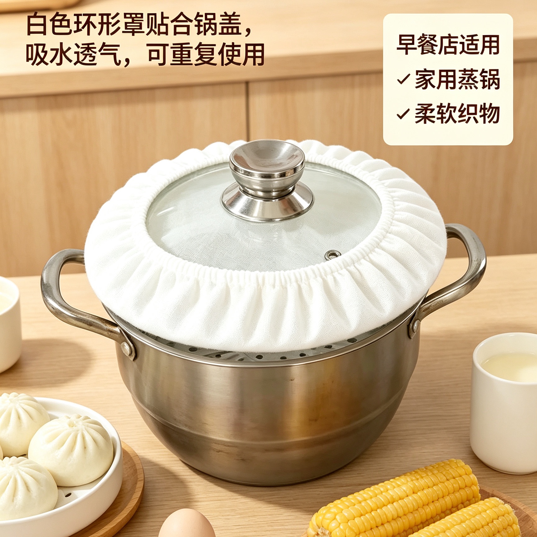 锅盖防滴水棉布套蒸锅炒锅蒸汽罩蒸包子防滴水盖馒头防尘罩器