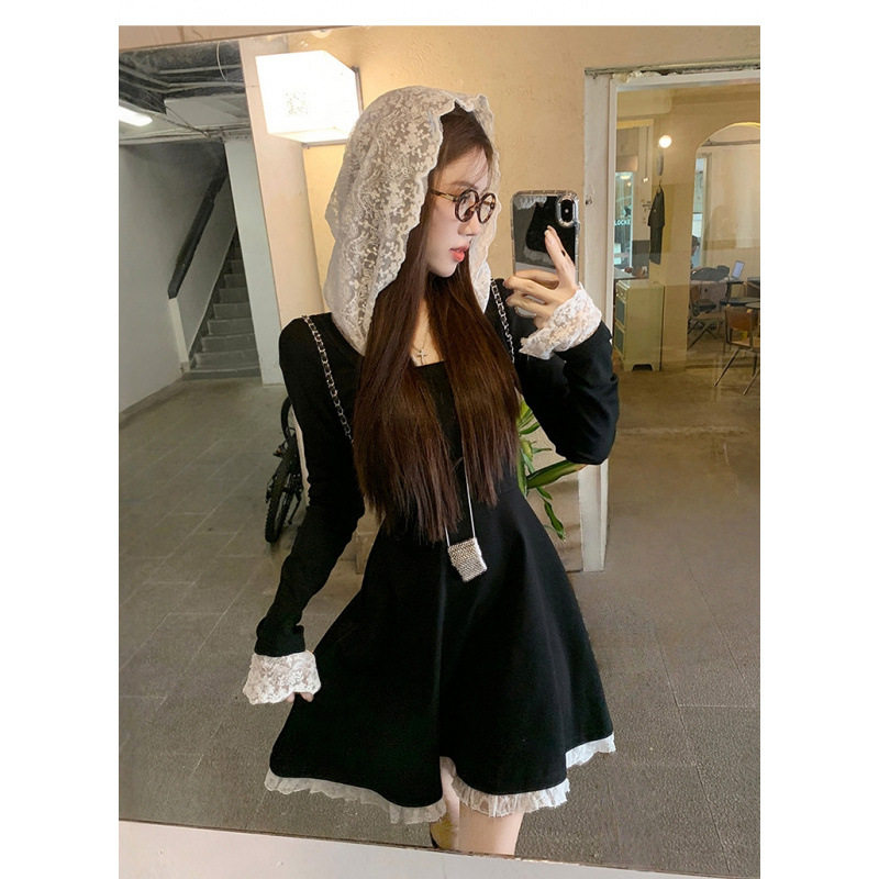 大码女装赫本风蕾丝连衣裙秋季气连衣裙