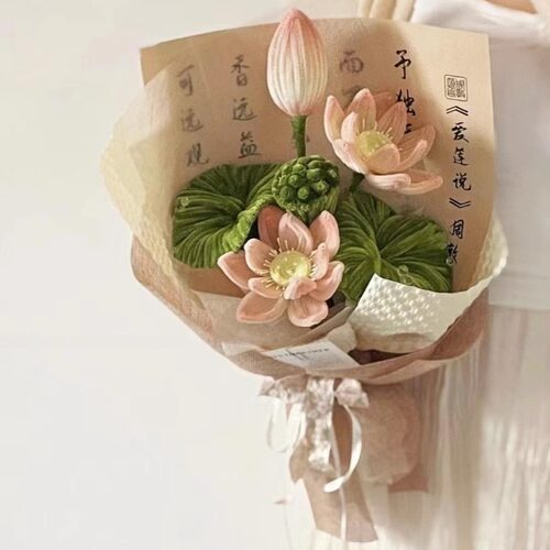 扭扭棒荷花diy花束手工自制
