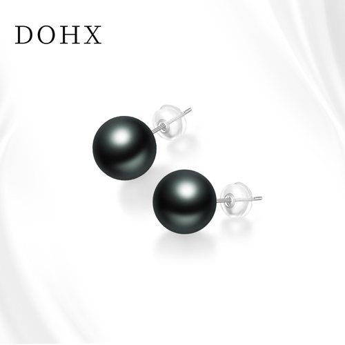 DOHX/都熙黑珍珠耳钉强光正圆
