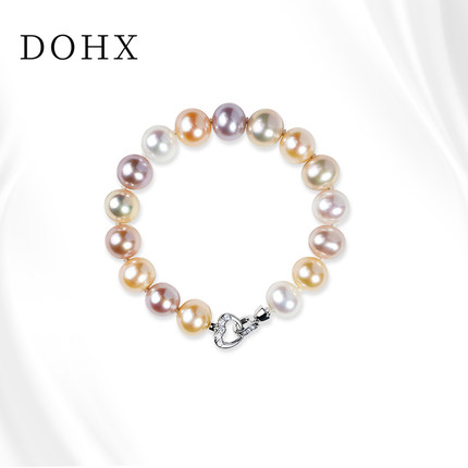 DOHX/都熙爱迪生珍珠手链混彩天然淡水珍珠手串珠合金白月光珠宝