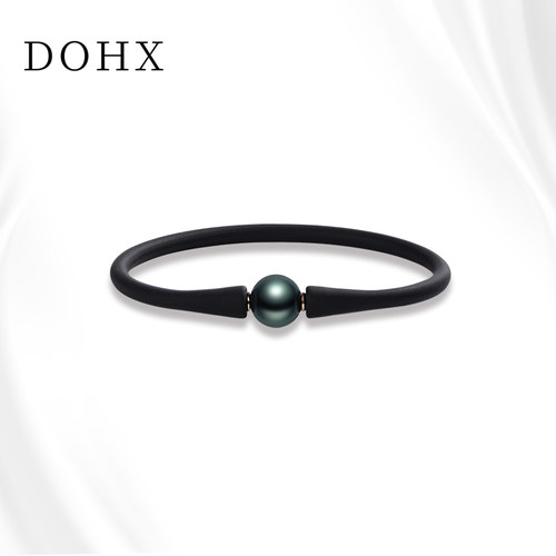 DOHX大溪地黑珍珠手环单颗正圆强光海水珍珠手链手饰女送礼