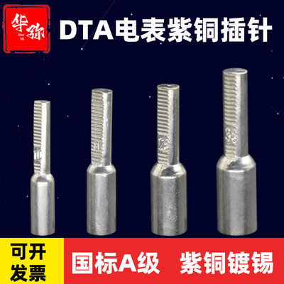 DTA全铜电表插针10/16/25/35平方电表箱专用紫铜镀锡针式接线鼻子