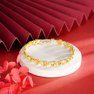 【下单立减50】沙金四叶草链条手链久不掉色仿真999镀金首饰_jh