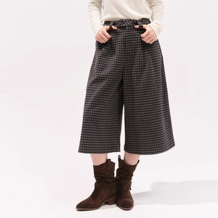 羊毛混纺压褶百搭休闲七分阔腿裤 birds stars women