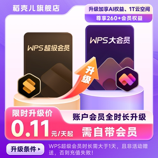 【全时长升级】 WPS超级会员升级WPS大会员 享260+权益 官方