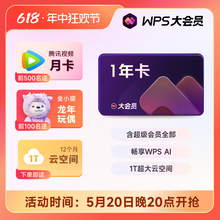 WPS大会员1年372天pdf转word排版AI写文章excel表格制作官方旗舰