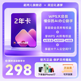 WPS大会员2年744天 手机号直充 AI润写pdf转word排版