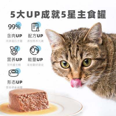 有鱼UP生骨肉主食猫罐头小扁罐猫咪零食湿粮包成幼猫100g6罐增肥