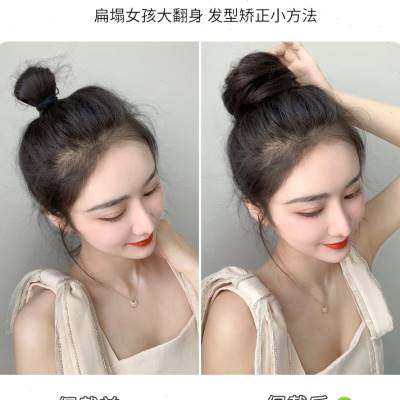 全真发丸子头假发圈头饰花苞头盘发网红蓬松增加发量头顶假发