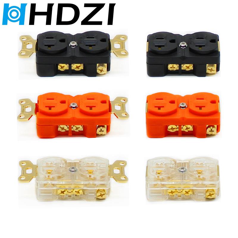 美标纯铜镀金紫铜有耳/无耳功放音响电源线插座芯 滤波器排插插芯