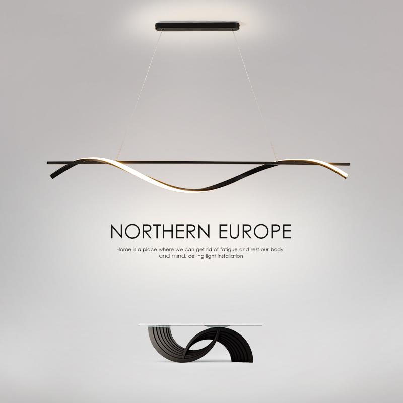 餐厅吊灯设计师新款简约个性极简主义灯饰大气现代线条创意led灯