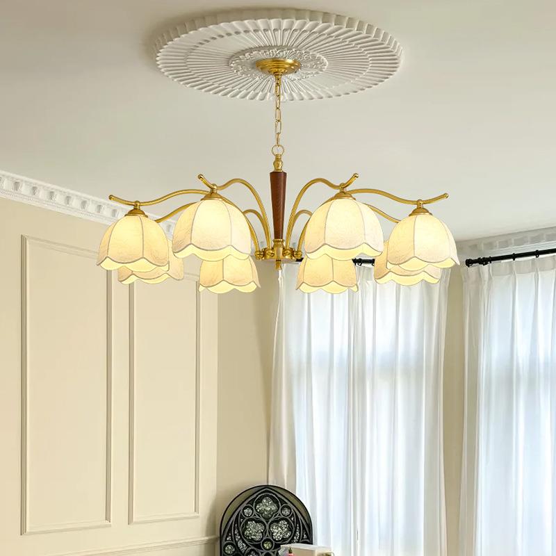 日式侘寂风氛围感客厅吊灯布艺中古风餐厅灯浪漫法式卧室灯