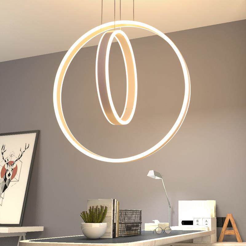创意后现代餐厅led灯卧室书房吧台奶茶店亚克力高亮圆环圈圈吊灯