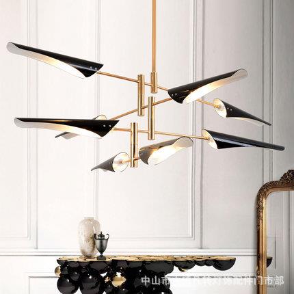 后现代灯具现代简约客厅灯北欧风格飞机吊灯工业风卧室旋转吊灯