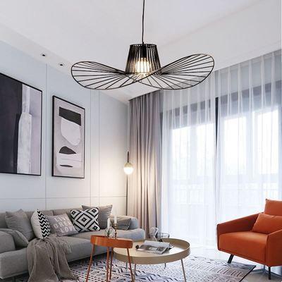 现代极简客厅灯设计师餐厅酒吧卧室灯北欧创意复式楼梯间草帽吊灯