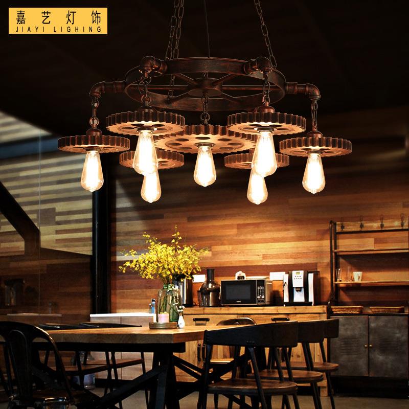 创意个性复古怀旧工业风齿轮吊灯服装店铺美发理发店酒吧餐厅灯具