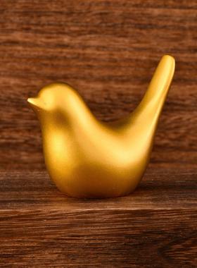 纯黄铜动物镇纸创意客厅书房桌面摆件文房书法铜压纸压条小鸟