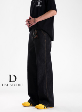 DAL 复古原牛黑色丹宁牛仔裤男2025年秋季莱赛尔宽松阔腿直筒裤潮