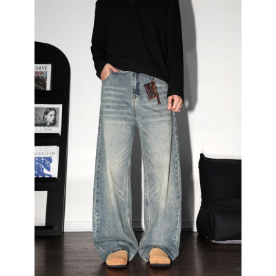 美式复古弯刀牛仔裤潮