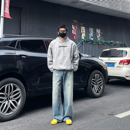 泼墨街头阔腿牛仔裤男