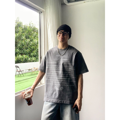 美式潮流印花T恤短袖男
