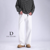 白色基础款 阔腿牛仔裤 男2025年秋冬新款 DAL 宽松直筒百搭休闲裤 潮