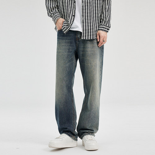 NBKY美式复古做旧牛仔裤男款