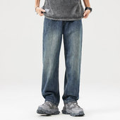 男秋冬新款 水洗裤 cleanfit 男宽松直筒加绒加长阔腿大码 NBKY牛仔裤