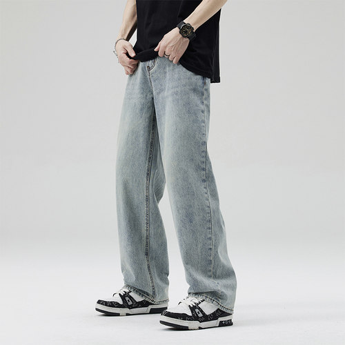 NBKY百搭宽松直筒牛仔裤男
