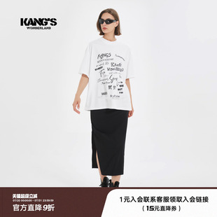 T恤 Kangswonderland涂鸦印花轻奢短袖 夏之光黄俊捷袁一琦同款