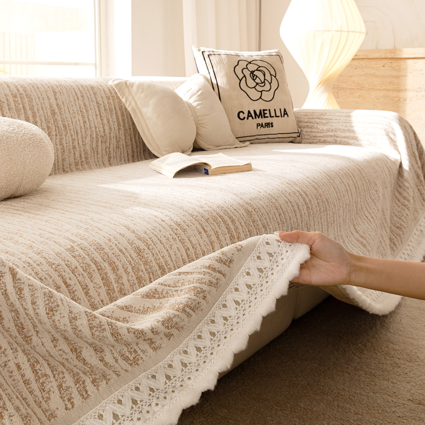 沙发盖布四季通用新款奶油风沙发巾雪尼尔全包盖套罩高级感沙发毯,居家布艺,沙发垫,淘宝优惠券,粉丝福利购,淘宝优惠卷