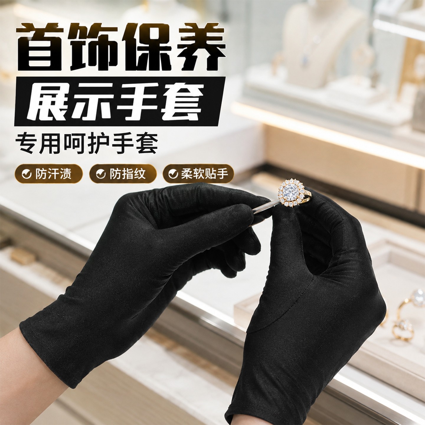 珠宝黄金首饰保养专用手套防汗防污拿取防指纹包包手表修复贴手款