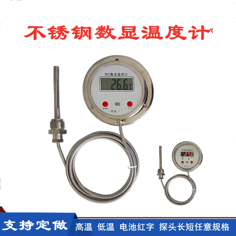数显温度计不锈钢测海水熬糖屠宰温度计工业用耐高温耐酸碱测温仪