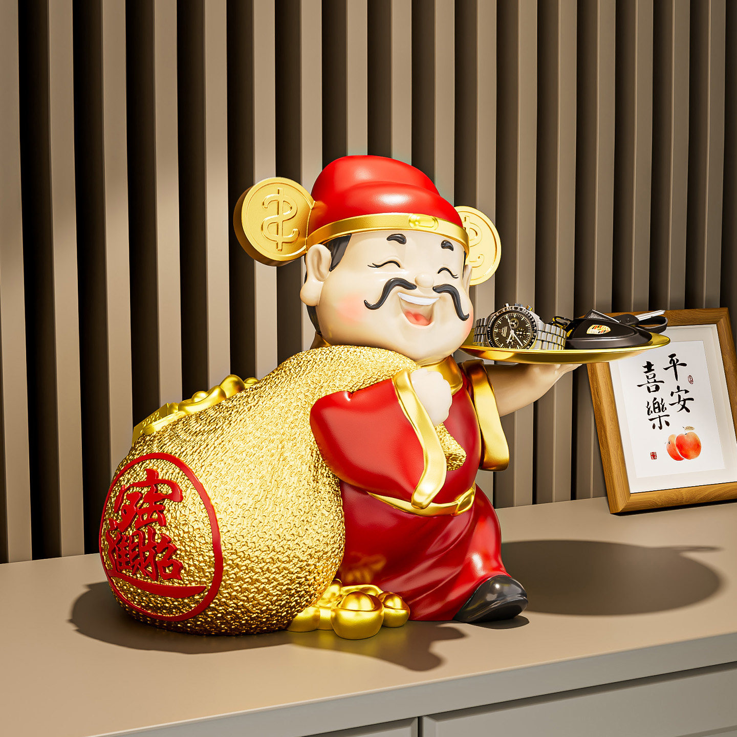 财神爷钥匙收纳玄关摆件入户客厅电视柜店铺前台装饰乔迁开 业礼,家居饰品,装饰摆件,淘宝优惠券,粉丝福利购,淘宝优惠卷