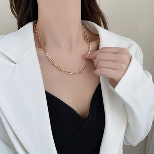 高版本斯巴达项链男女情侣款玫瑰金时尚百搭链条ins小众锁骨链