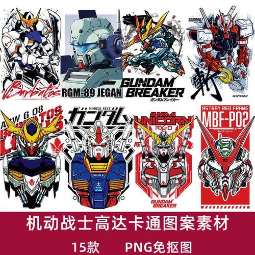 机动战士高达动漫T恤卫衣热转印烫画印花图案PNG免抠图PS设计素材