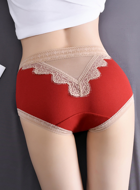 莫代尔红色内裤女2025新款本命年中腰大码收腹提臀新婚蛇年纯棉裆