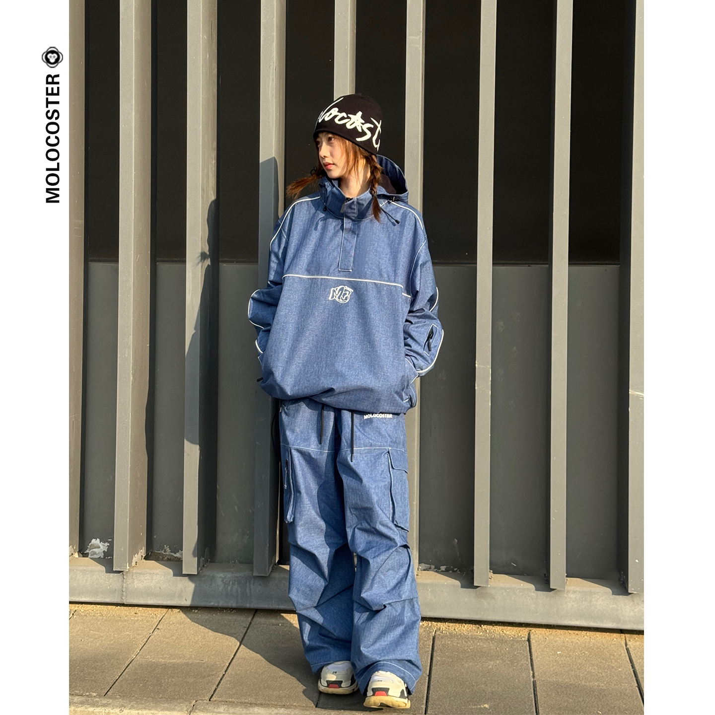 Molocoster西猿美式街头风男女滑雪服仿牛仔滑雪裤防水保暖宽松