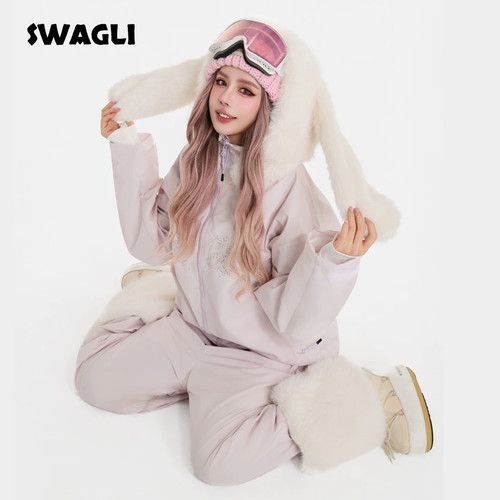 SWAGLI【兔闪闪】滑雪服套装外套裤子3L防风防水加绒单双板